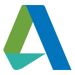 Software: Um logotipo estilizado da letra A, perfeito para uma empresa de software, apresenta um gradiente de três cores — verde, azul e azul-petróleo — formando um triângulo angular em um fundo preto elegante.