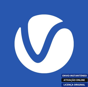 Software: Um logotipo azul apresentando um design estilizado em "V" branco é apresentado. No canto inferior direito estão as tags em português: ENVIO INSTANTÂNEO, ATIVAÇÃO ONLINE e LICENÇA ORIGINAL. Isso é perfeito para quem deseja adquirir o V-Ray 6.1 para SketchUp (Todas as versões) - Licença Vitalícia em uma loja de software confiável.