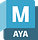 Software: Logotipo do Autodesk Maya, uma ferramenta de software de primeira linha, com um M azul estilizado em um fundo azul mais claro. Abaixo do M, AYA é escrito elegantemente em branco em uma base retangular azul mais escura. Perfeito para profissionais que buscam soluções confiáveis com entrega imediata da sua loja de software favorita.