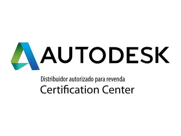 Software: Logotipo com o emblema original do Autodesk AutoCAD 2022 - Software Vitalício com o texto AUTODESK em negrito. Abaixo, em texto menor, lê-se: Distribuidor autorizado para revenda Certification Center, ideal para quem busca adquirir um software com entrega imediata.